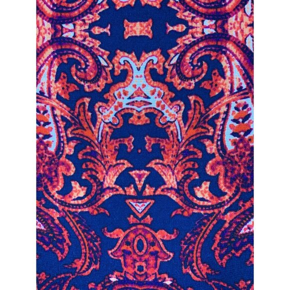 Renee C Womens Skirt Made In USA Vibrant Red & Blue Baroque Pattern Medium Cotto - Picture 3 of 4